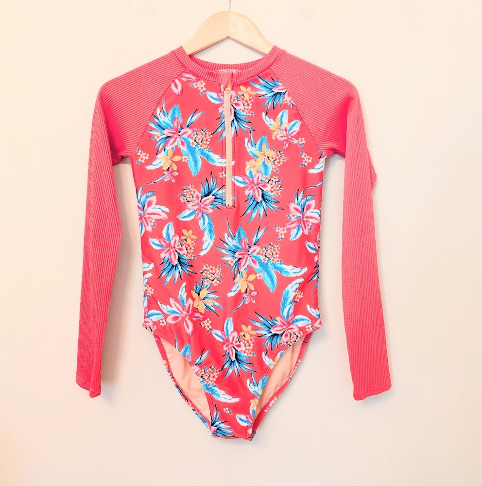 Floral Long Sleeve Kids Swimsuit